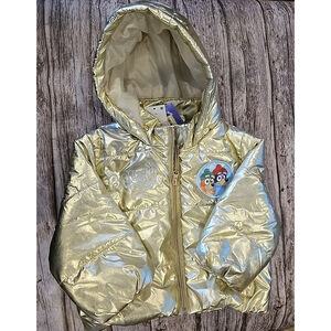Bluey Gold Puffer Jacket Coat Zipper Closure Baby 12 Months Oversized NWT (218)